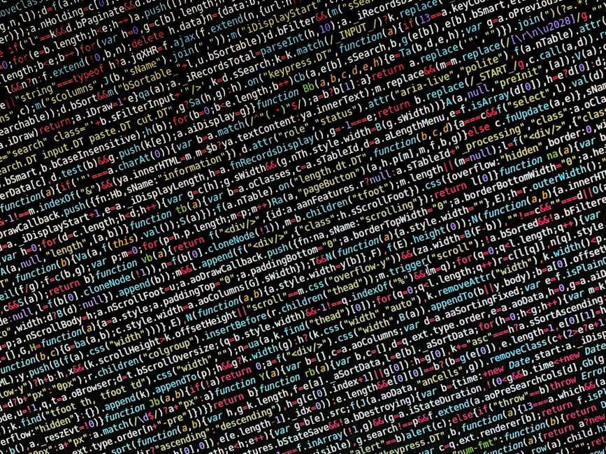 A computer screen displaying a code editor with a dark background containing HTML markup. The visible code includes elements such as <!DOCTYPE html>, <html>, <head>, and <body>, with nested tags like 
